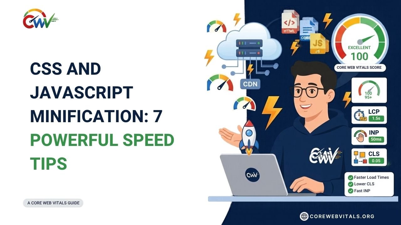 CSS and JavaScript minification featuring 7 powerful speed tips to reduce file sizes, eliminate unnecessary code, improve loading times, and boost website performance.