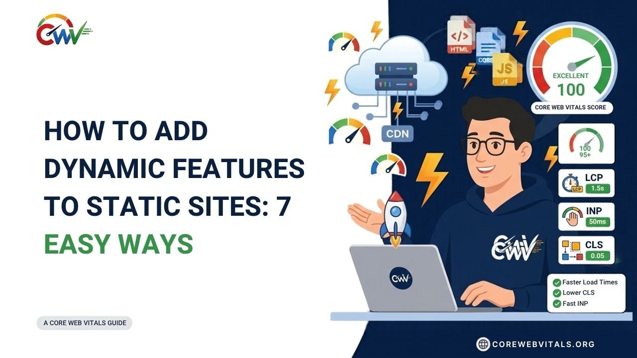 Dynamic Features to Static Sites — illustrating API integrations, interactive forms, serverless functions, and third-party tools that add functionality to static websites.